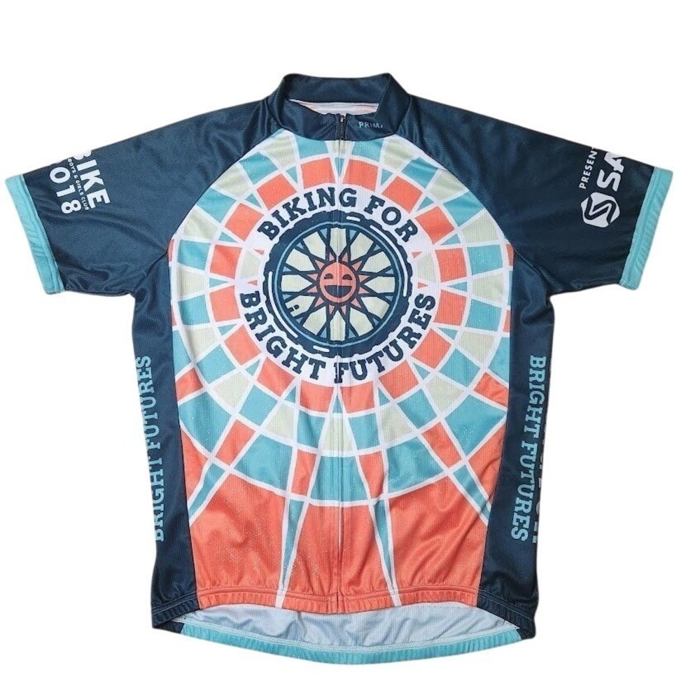 Primal Biking for Bright Futures Cycling Jersey Boys & Girls Club Large Teal G30